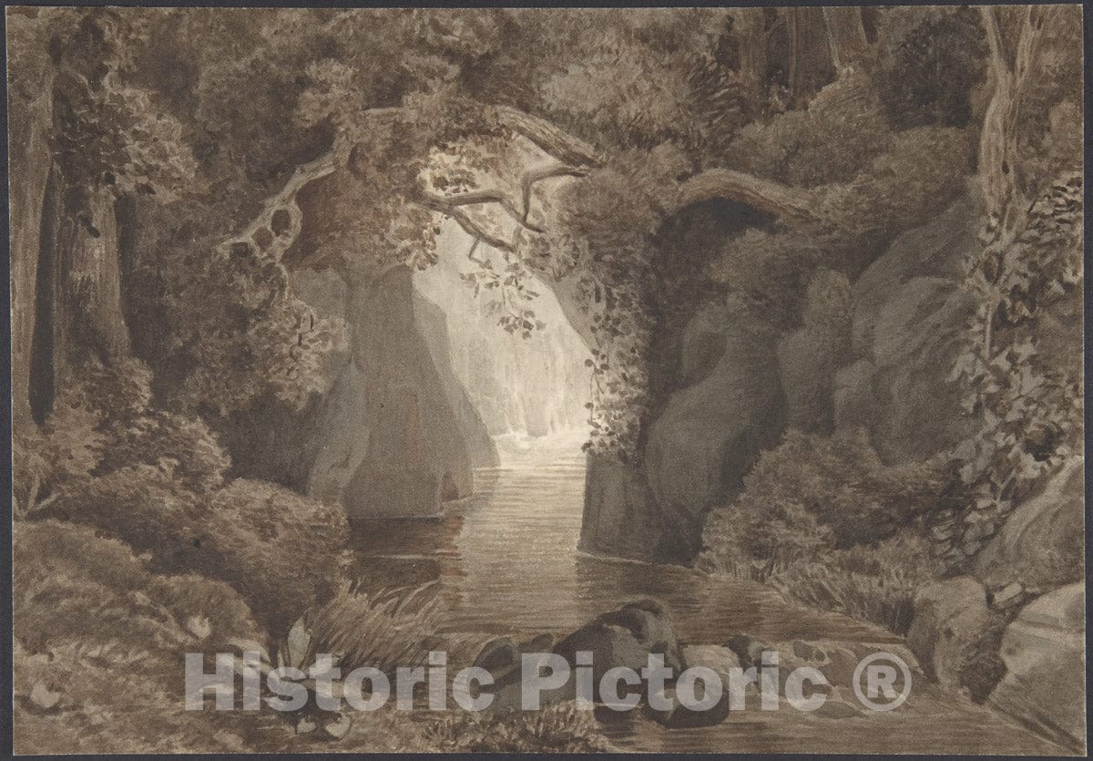 Art Print : Christoph Nathe - Wooded Landscape with a Creek : Vintage Wall Art