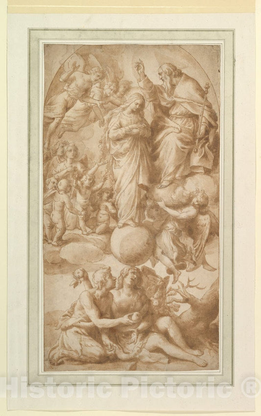Art Print : Alessandro Turchi - Allegory of The Immaculate Conception with The Fall of Man : Vintage Wall Art