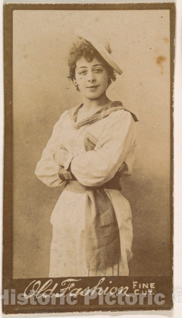 Photo Print : Actress Dressed in Sailor-Inspired Costume, from The Actresses Series (N664) Promoting Old Fashion Fine Cut Tobacco : Vintage Wall Art