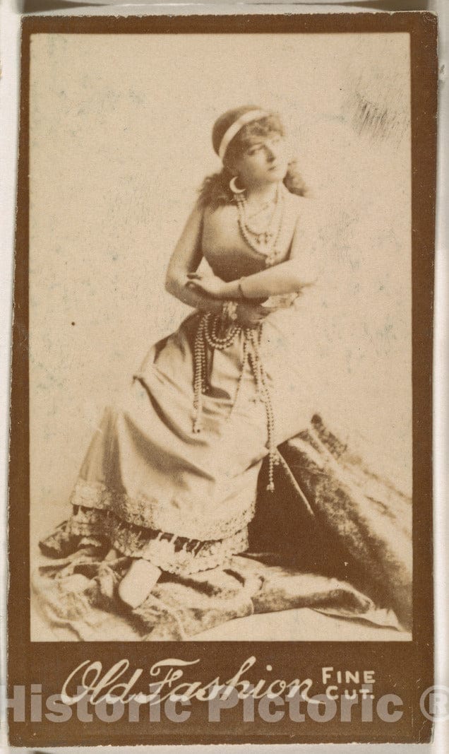 Photo Print : Actress Seated with arms Folded, from The Actresses Series (N664) Promoting Old Fashion Fine Cut Tobacco : Vintage Wall Art