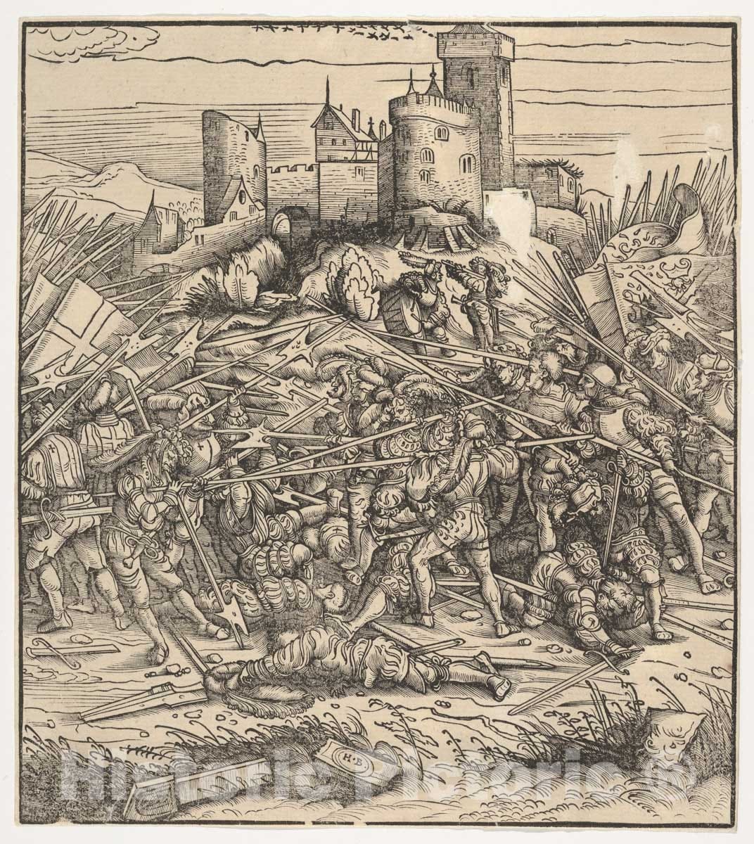 Art Print : Hans Burgkmair - The Battle Near Naples, from Der Weisskunig : Vintage Wall Art