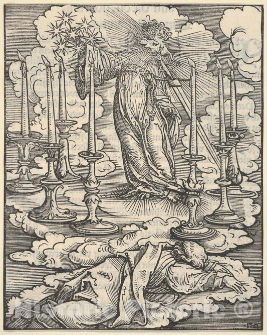 Art Print : Hans Burgkmair - John Perceiving The Seven Candlesticks, from The Apocalypse : Vintage Wall Art