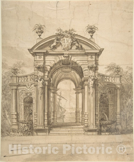 Art Print : Design for a Stage Set - Artist: Italian, Piedmontese, 18th Century - Created: 1700–1780 : Vintage Wall Art