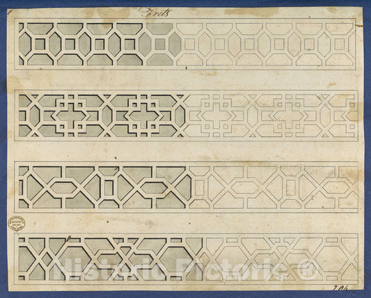 Art Print : Thomas Chippendale - Frets, from Chippendale Drawings, Vol. II 3 : Vintage Wall Art
