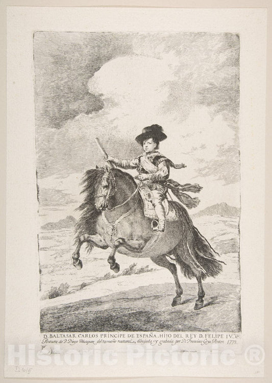 Art Print : Balthasar Carlos, Prince of Spain and Son of Philip IV - Artist: Velazquez (Diego Rodriguez de Silva y Velazquez)- Created: 1778 : Vintage Wall Art