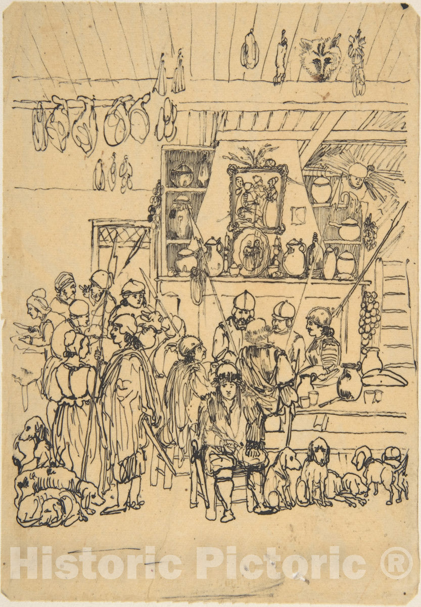 Art Print : Rodolphe Bresdin - Departure for The Hunt : Vintage Wall Art