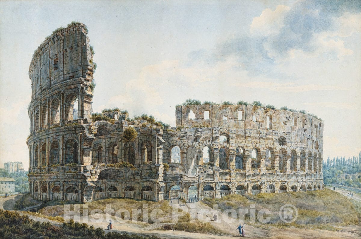 Art Print : Abraham Louis Rodolphe Ducros - The Colosseum, Rome : Vintage Wall Art
