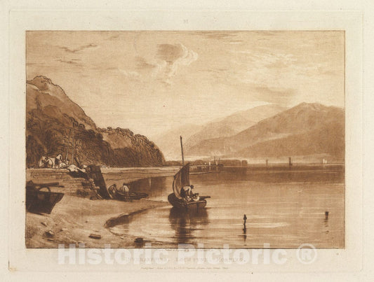 Art Print : Joseph Mallord William Turner - Inverary Pier, Loch Fyne, Morning (Liber Studiorum, Part VII, Plate 35) 1 : Vintage Wall Art