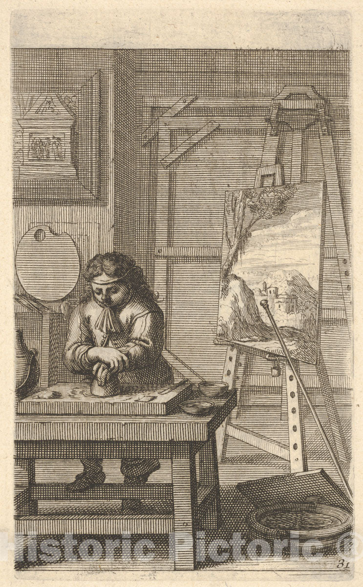 Art Print : Abraham Bosse - A Painter in his Studio : Vintage Wall Art