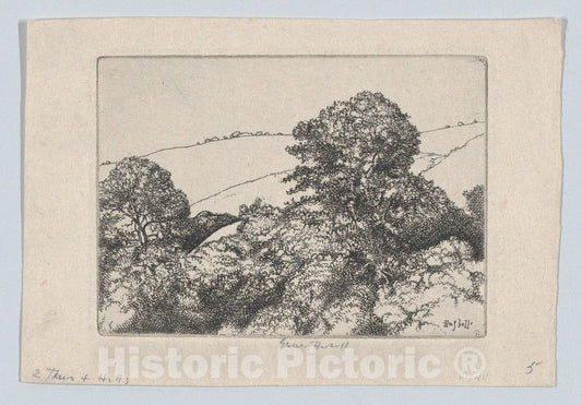 Art Print : Ernest Haskell - Trees and Hills : Vintage Wall Art