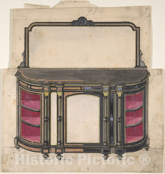 Art Print : British, 19th Century - Cabinet Design 6 : Vintage Wall Art