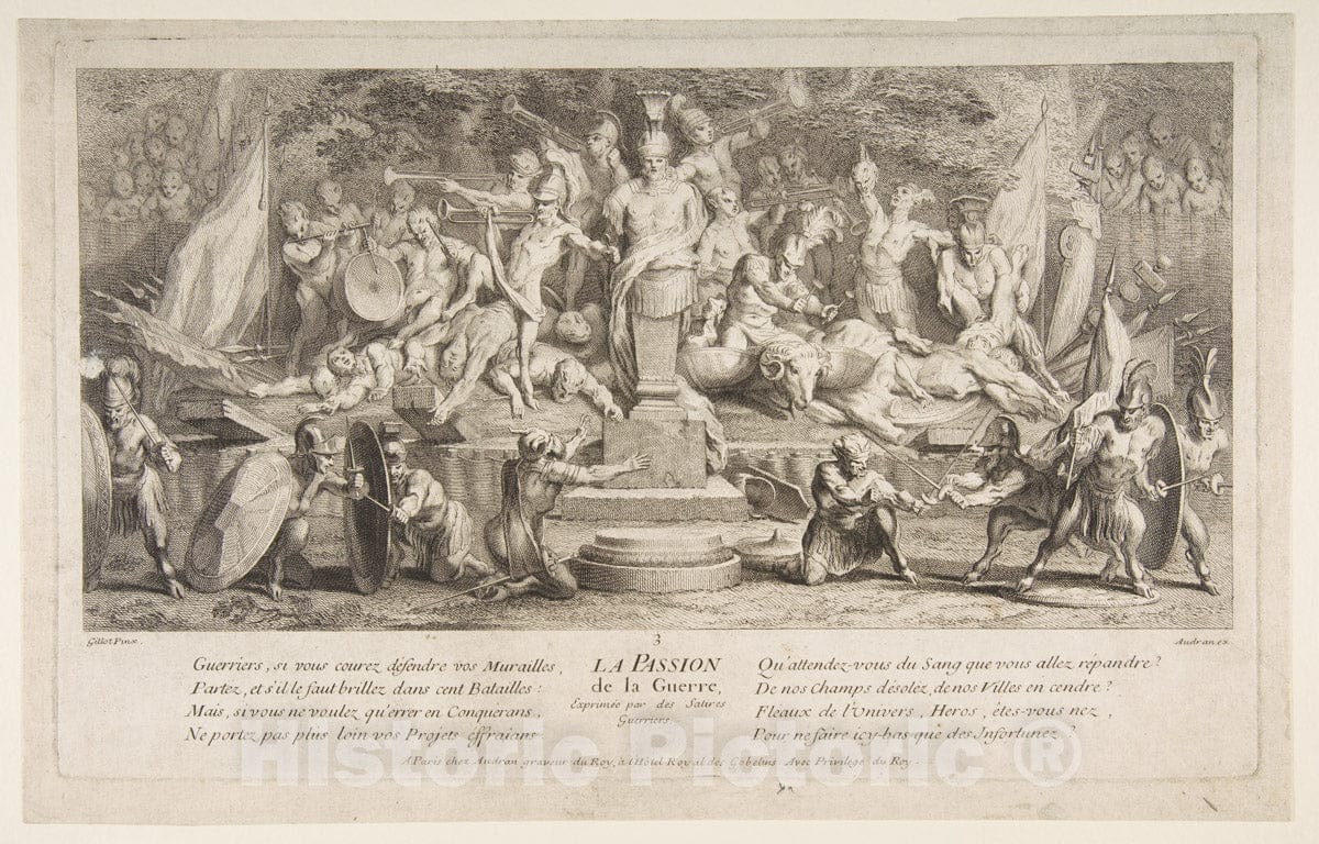 Art Print : Claude Gillot - The Passion for War : Vintage Wall Art