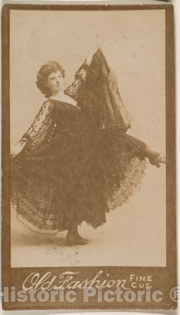 Photo Print : Dancer with lace Skirt, from The Actresses Series (N664) Promoting Old Fashion Fine Cut Tobacco 1 : Vintage Wall Art