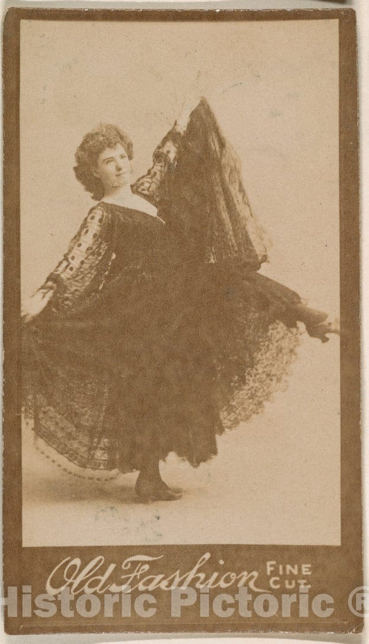Photo Print : Dancer with lace Skirt, from The Actresses Series (N664) Promoting Old Fashion Fine Cut Tobacco 1 : Vintage Wall Art