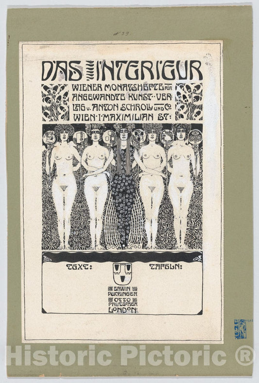 Art Print : Erwin Puchinger - Design for The Title Page of “Das Interieur” : Vintage Wall Art