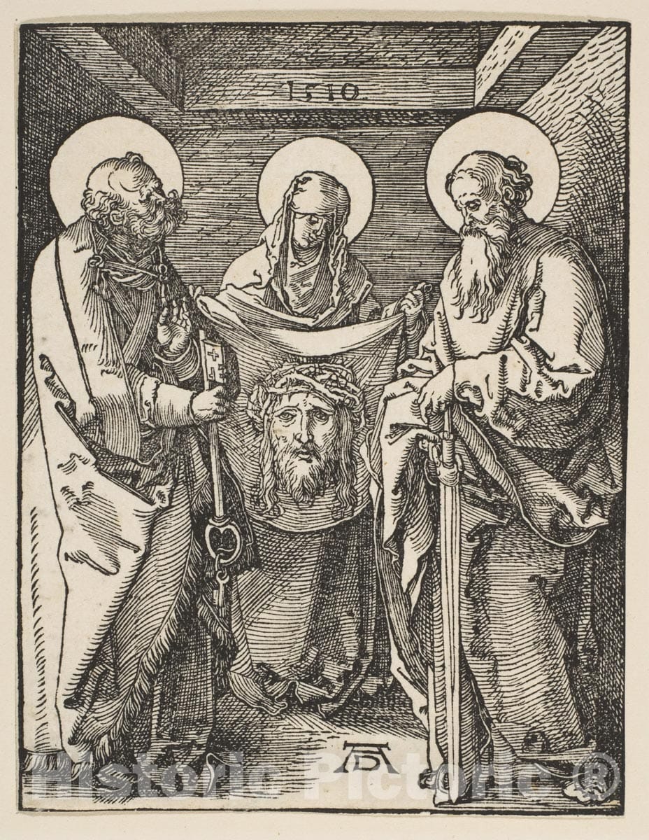 Art Print : Albrecht Dürer - Saint Veronica Between Saints Peter and Paul, from The Small Passion 1 : Vintage Wall Art
