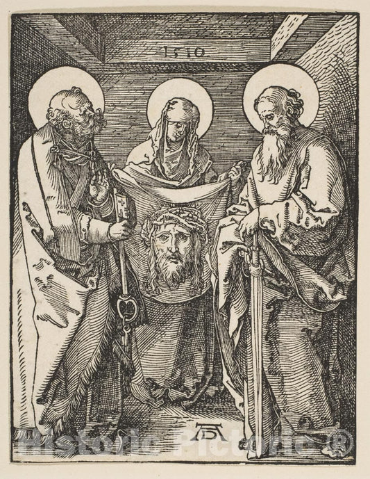 Art Print : Albrecht Dürer - Saint Veronica Between Saints Peter and Paul, from The Small Passion 1 : Vintage Wall Art