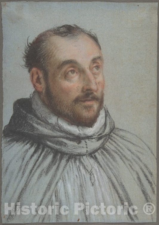 Art Print : Carletto Caliari - Bust-Length Portrait of an Ecclesiastic : Vintage Wall Art