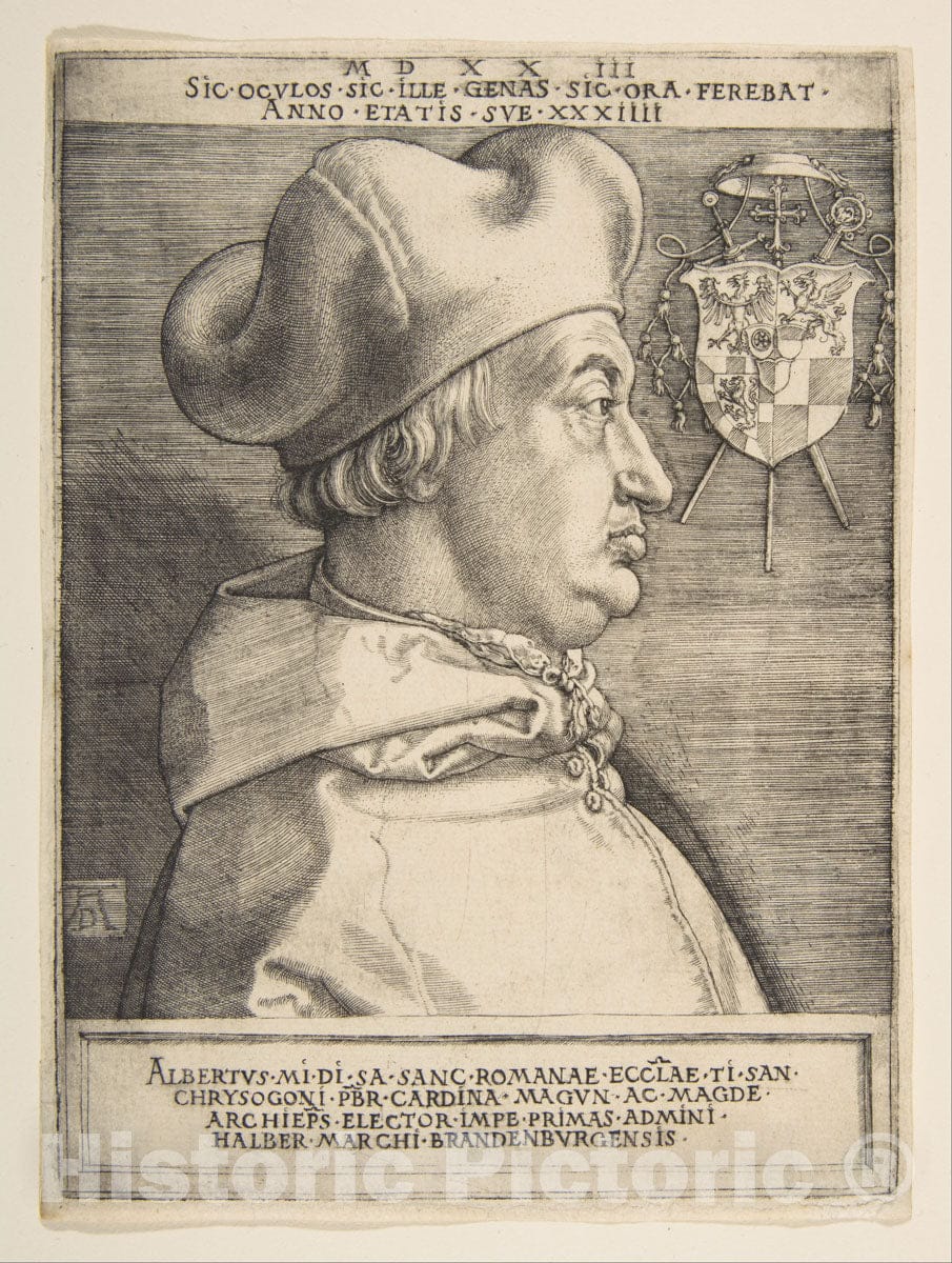 Art Print : Albrecht Dürer - Cardinal Albrecht of Brandenburg 2 : Vintage Wall Art