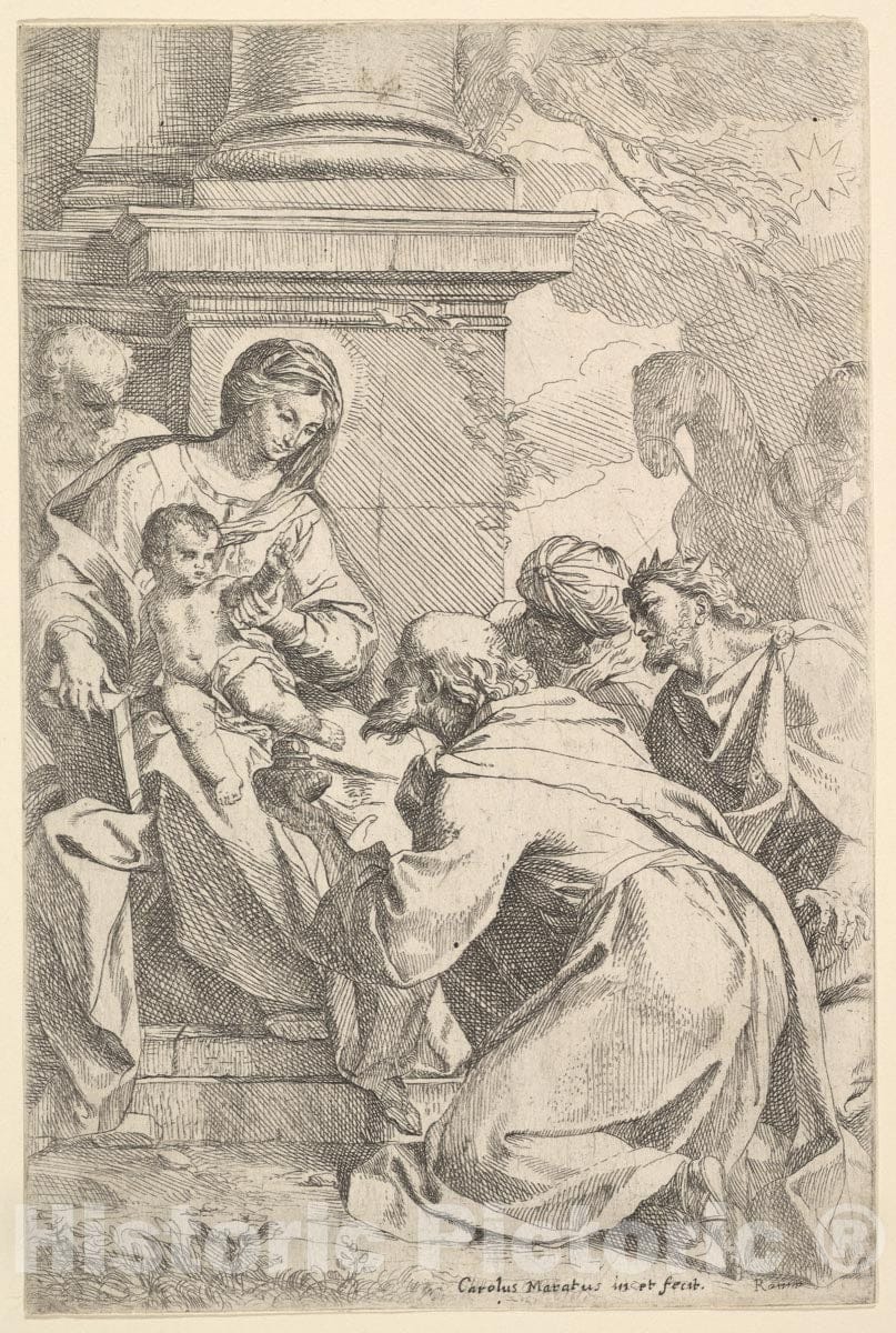 Art Print : Carlo Maratti - The Adoration of The Magi 1 : Vintage Wall Art