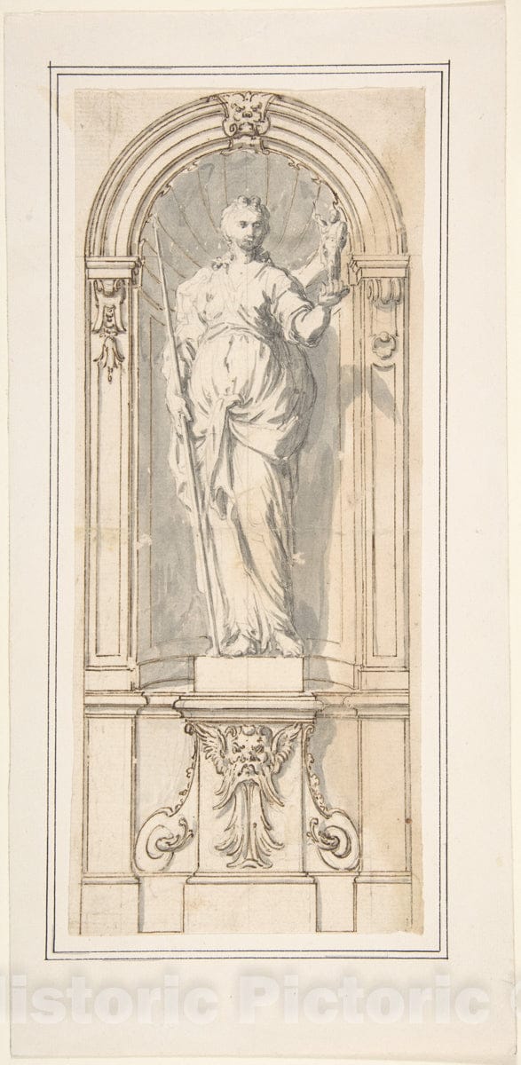 Art Print : 18th Century - Classical Niche with Figure of a Woman : Vintage Wall Art