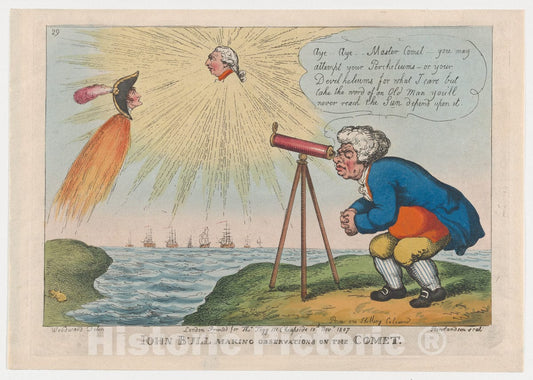 Art Print : Thomas Rowlandson - John Bull Making Observations on The Comet : Vintage Wall Art
