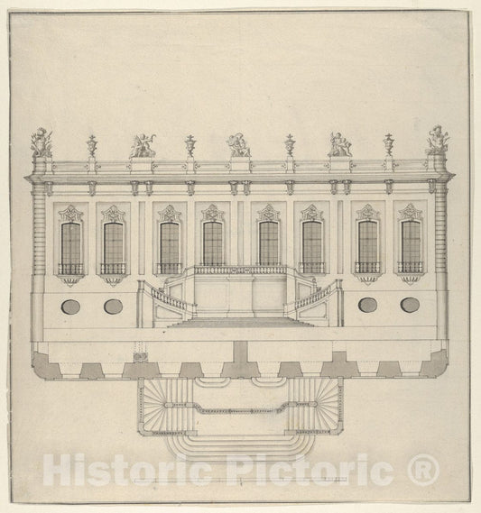 Art Print : Anonymous - Design for a Palace Façade : Vintage Wall Art