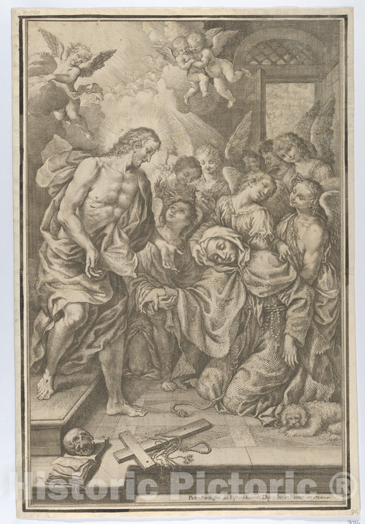 Art Print : Pietro Marchesini - Christ Appearing to Saint Margaret of Cortona : Vintage Wall Art