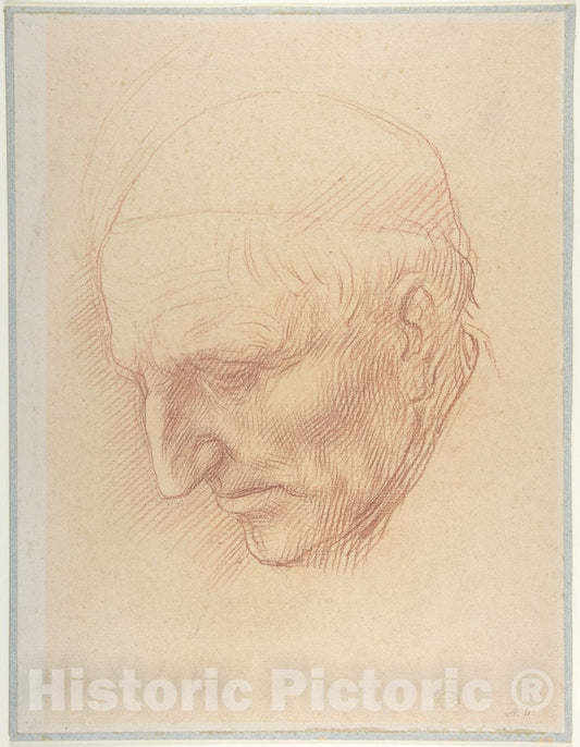 Art Print : Alphonse Legros - Head of a Beadle : Vintage Wall Art