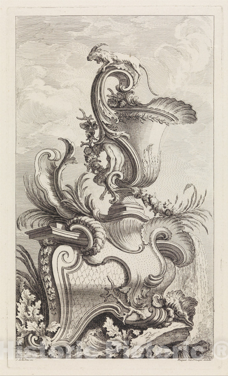 Art Print : Jacques de La Joue The Younger - Plate from Book of Vases 1 : Vintage Wall Art