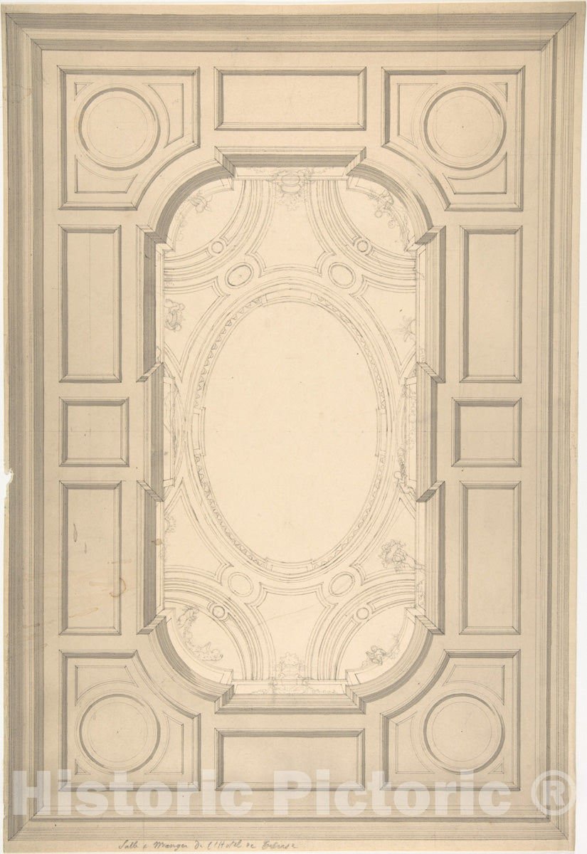 Art Print : Jules-Edmond-Charles Lachaise - Design for Trompe L'Oeil Ceiling for Dining Room, Hôtel de Trévise 3 : Vintage Wall Art