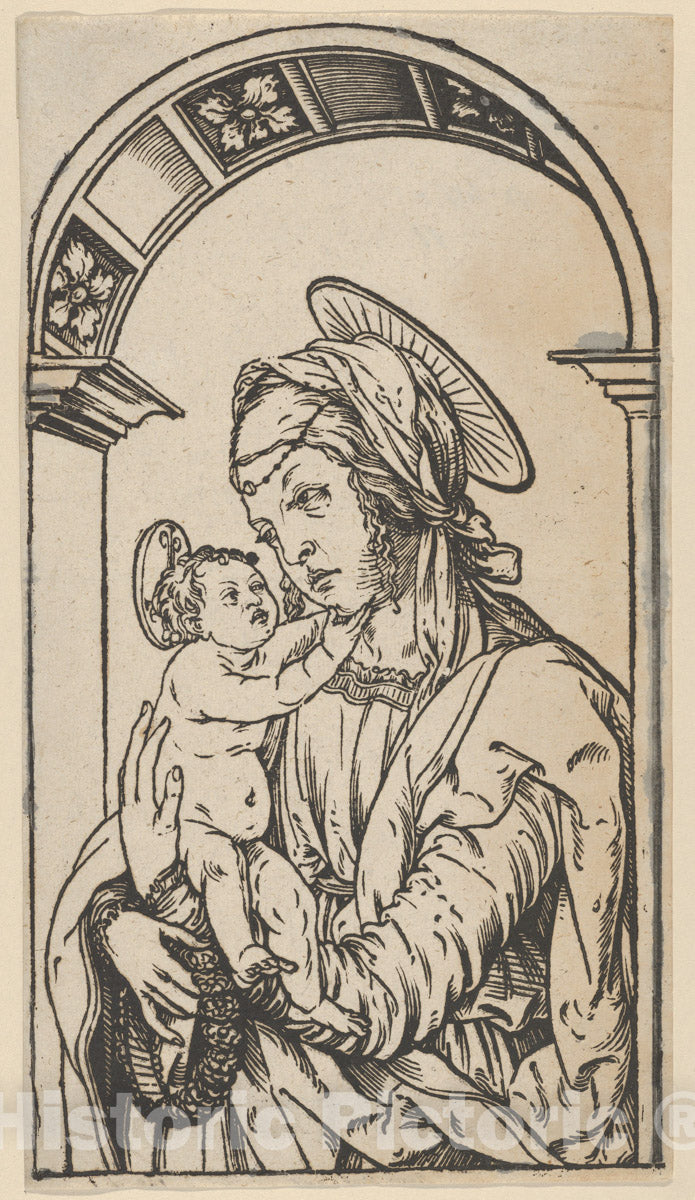 Art Print : Hans Burgkmair - Virgin and Child Under an Arch : Vintage Wall Art