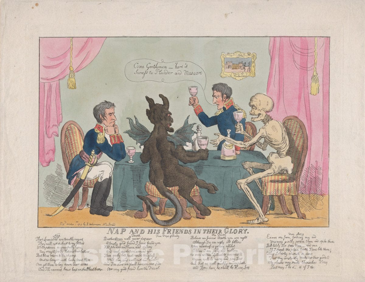 Art Print : Thomas Rowlandson - Nap and His Friends in Their Glory 2 : Vintage Wall Art