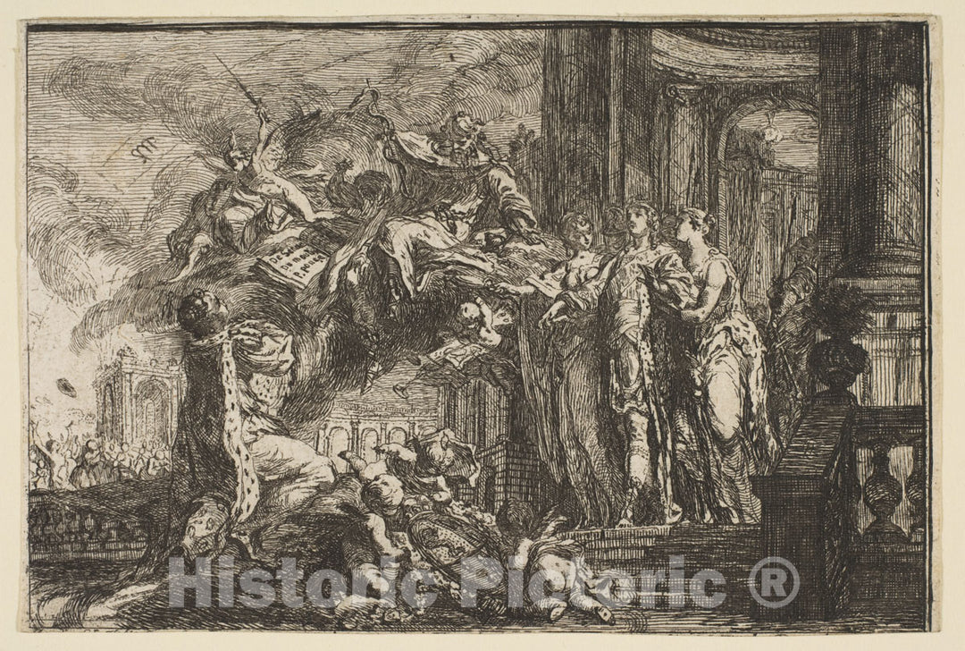 Art Print : Gabriel de Saint-Aubin - Allegorie sur la Convalescence du Dauphin 2 : Vintage Wall Art