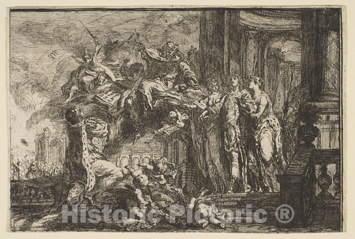 Art Print : Gabriel de Saint-Aubin - Allegorie sur la Convalescence du Dauphin 2 : Vintage Wall Art