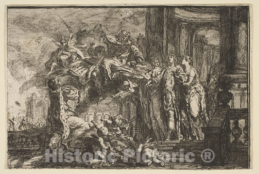Art Print : Gabriel de Saint-Aubin - Allegorie sur la Convalescence du Dauphin 2 : Vintage Wall Art