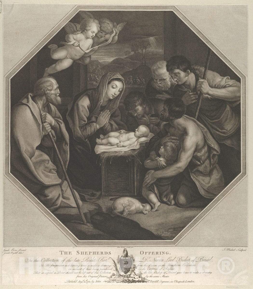 Art Print : The Infant Christ Lying on a Wooden Box - Artist: Guido Reni - Created: 1783 : Vintage Wall Art