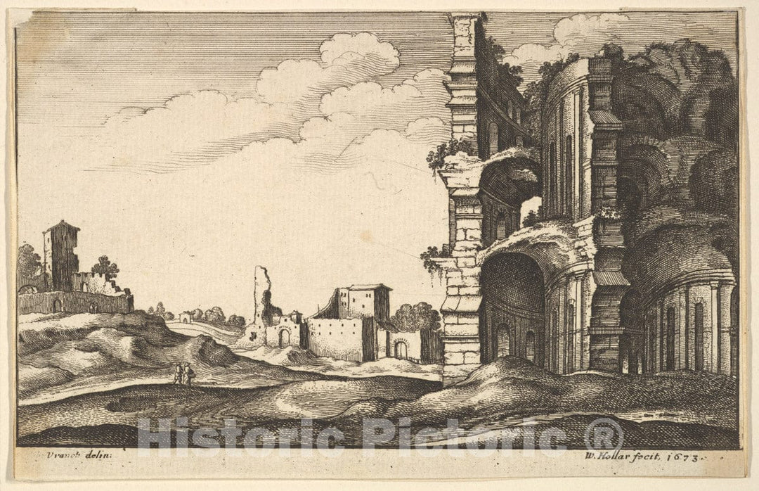 Art Print : Wenceslaus Hollar - Classical Ruins : Vintage Wall Art