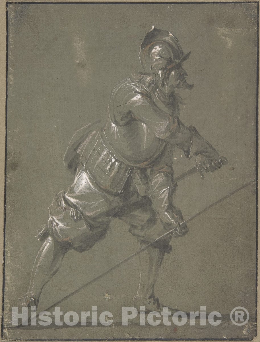 Art Print : Jacob Matthias Weyer - an Infantryman Drawing his Sword : Vintage Wall Art