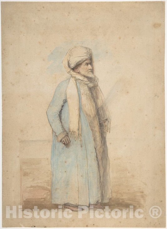 Art Print : Ozias Humphrey - Bearded Man in Oriental Costume : Vintage Wall Art