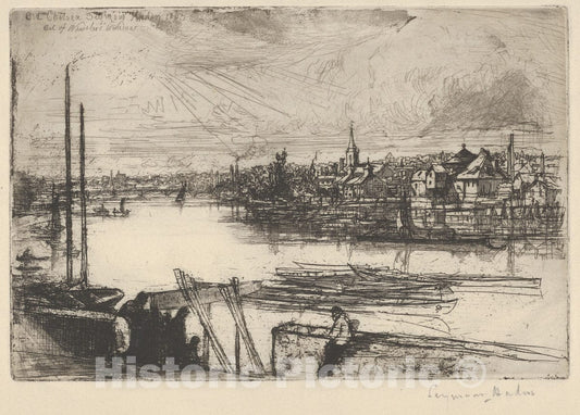 Art Print : Sir Francis Seymour Haden - Battersea Reach : Vintage Wall Art
