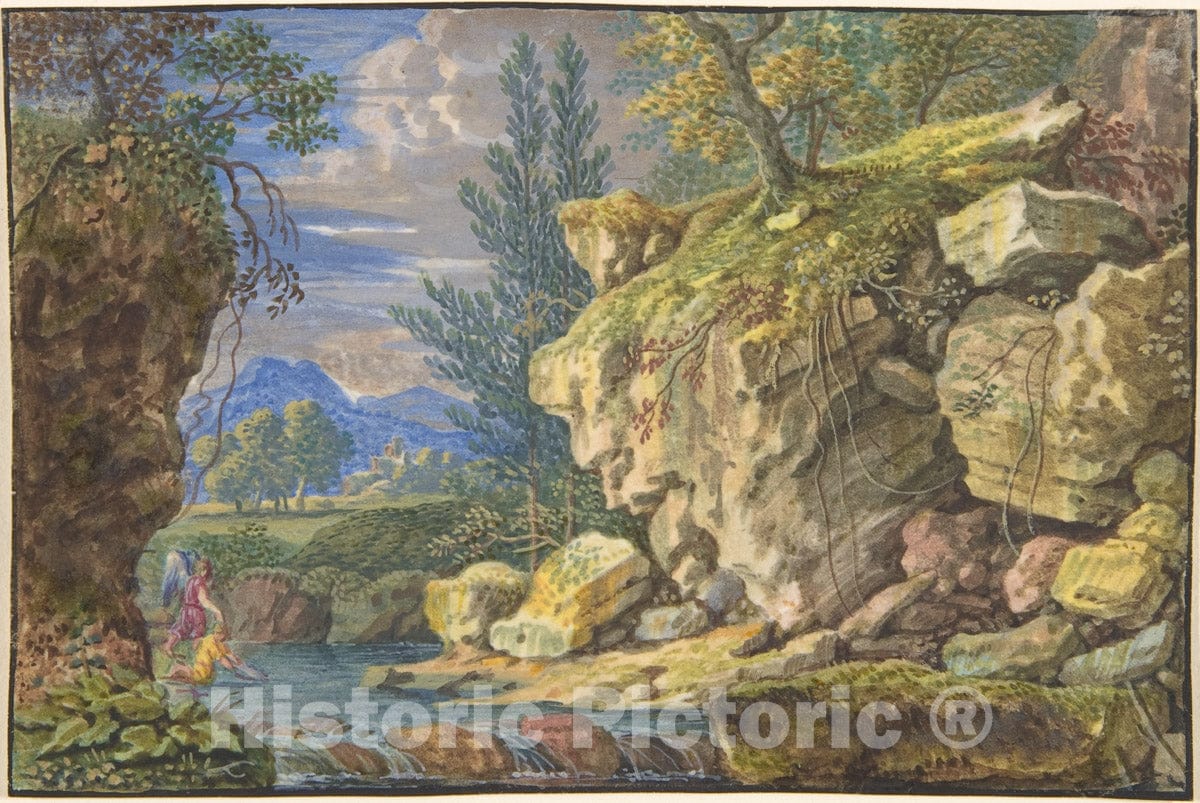 Art Print : Felix Meyer - Landscape with Tobias and The Angel : Vintage Wall Art
