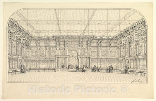 Art Print : John Gregory Crace - Gallery Lined with Display Cases : Vintage Wall Art