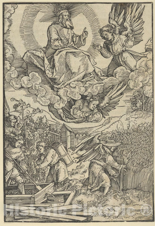 Art Print : Hans Schäufelein - The Harvest and The Wine-Press of Blood : Vintage Wall Art