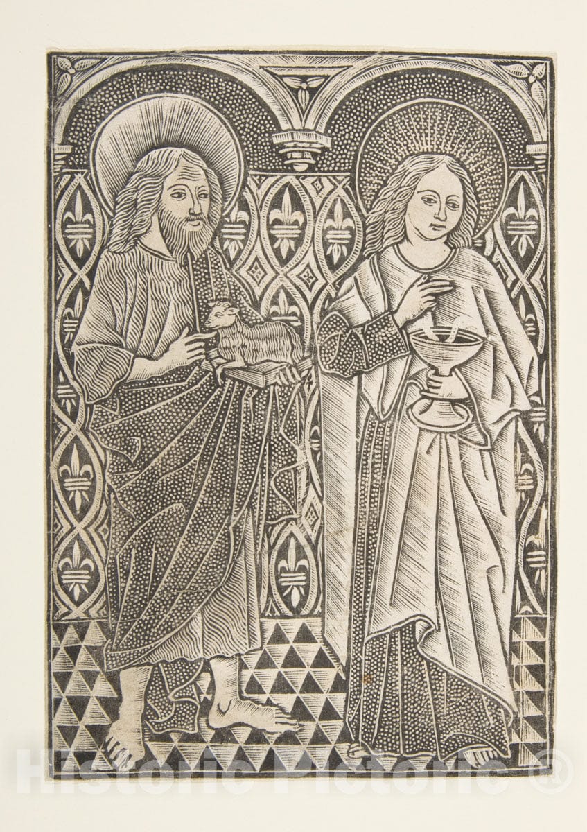 Art Print : Master with The Cologne Arms - Saint John The Baptist and Saint John The Evangelist : Vintage Wall Art