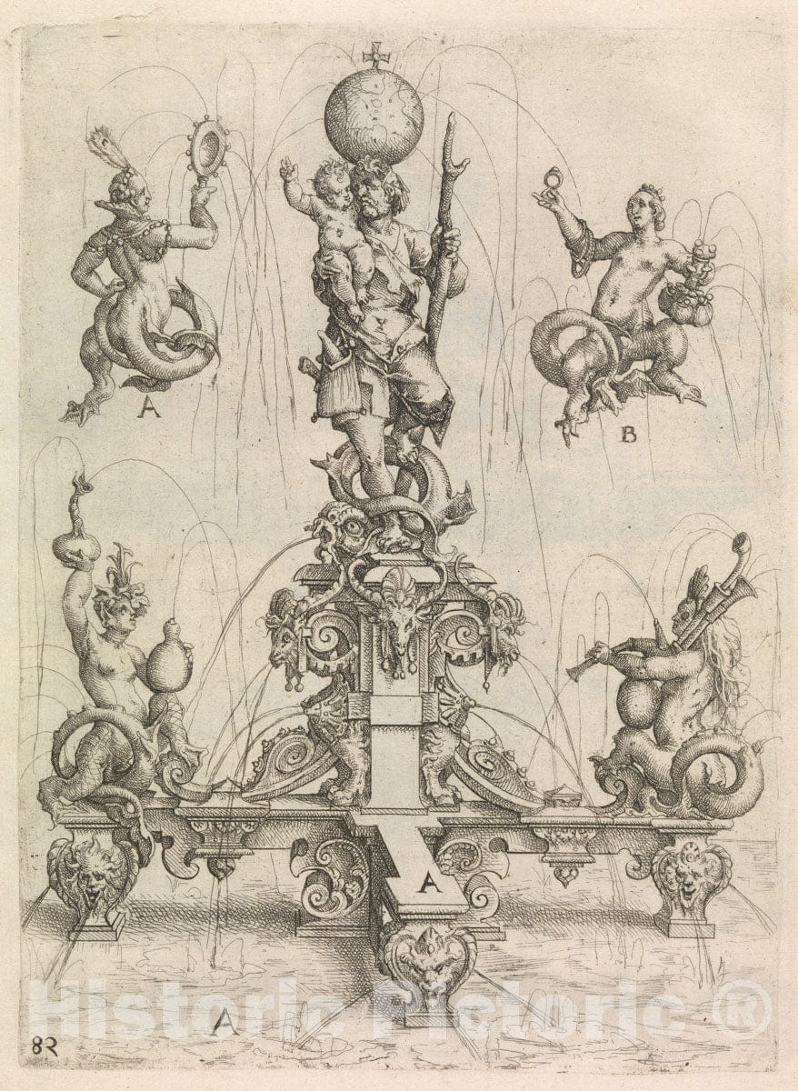 Art Print : Wendel Dietterlin, The Elder - Architectura von Ausstheilung/Symmetria und Proportion der Fünff Seulen : Vintage Wall Art