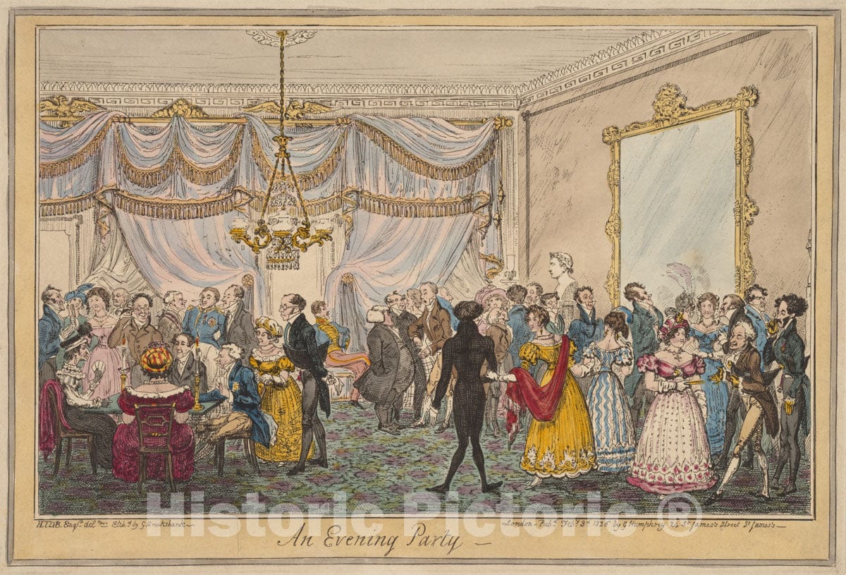 Art Print : George Cruikshank - an Evening Party : Vintage Wall Art