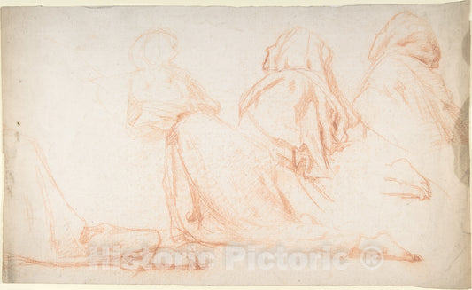 Art Print : Alexandre Laemlein - Four Figures Kneeling in Supplication : Vintage Wall Art