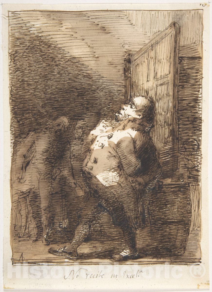 Art Print : Leonardo Alenza y Nieto - His Excellency is Not at Home (No recibe in Excel.ª) : Vintage Wall Art