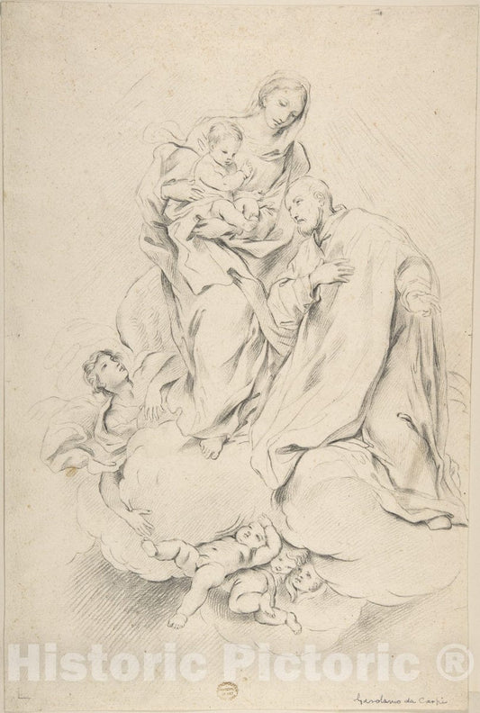 Art Print : Italian, 18th Century - Holy Family : Vintage Wall Art